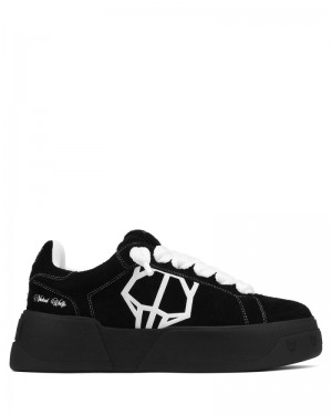 Men's Naked Wolfe Kray Hairy Cow Suede Sneakers Black | PHILIPPINES WXFBSZN71
