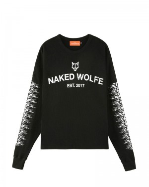 Men's Naked Wolfe Thermal Sweatshirts Black | PHILIPPINES FLKNAVJ41