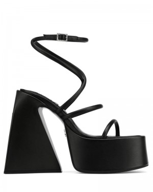 Women's Naked Wolfe Angel Leather Platform Sandals Black | PHILIPPINES WLZTSOC85