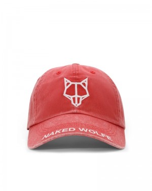 Women's Naked Wolfe Baseball Washed Caps Red | PHILIPPINES FSEJKTX30