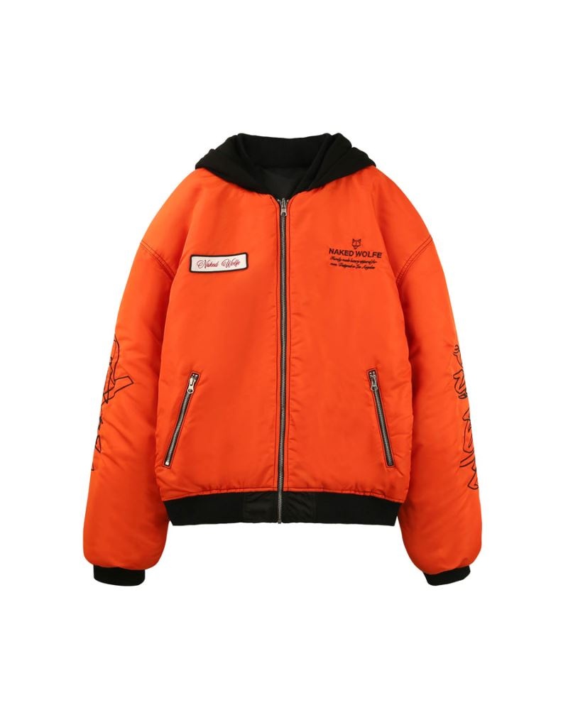 Men's Naked Wolfe Double Sided Bomber Jacket Black | PHILIPPINES MGWYQAK52