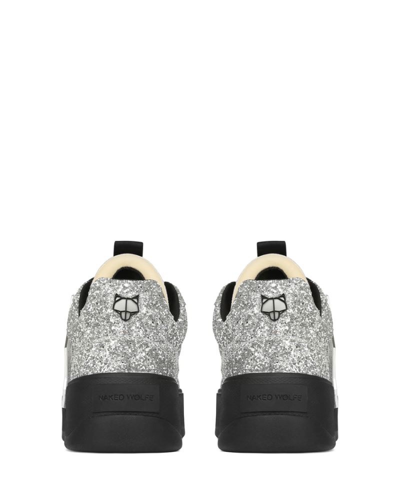 Men's Naked Wolfe Kosa Sparkle Sneakers Silver / Black | PHILIPPINES QKDPCNE34