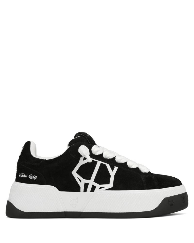 Men\'s Naked Wolfe Kray Hairy Cow Suede Sneakers Black / White | PHILIPPINES WXTQUSF07