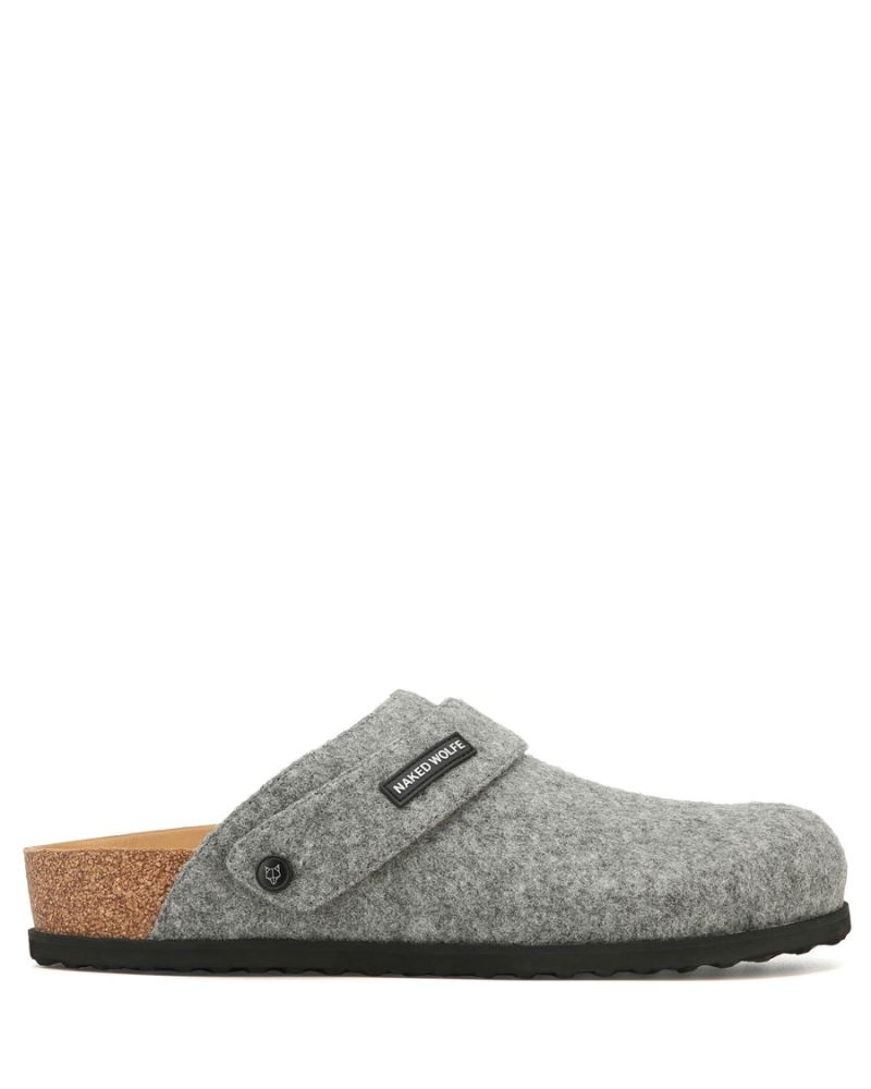 Men\'s Naked Wolfe Malta Felt Slippers Grey | PHILIPPINES QKOLNEW31