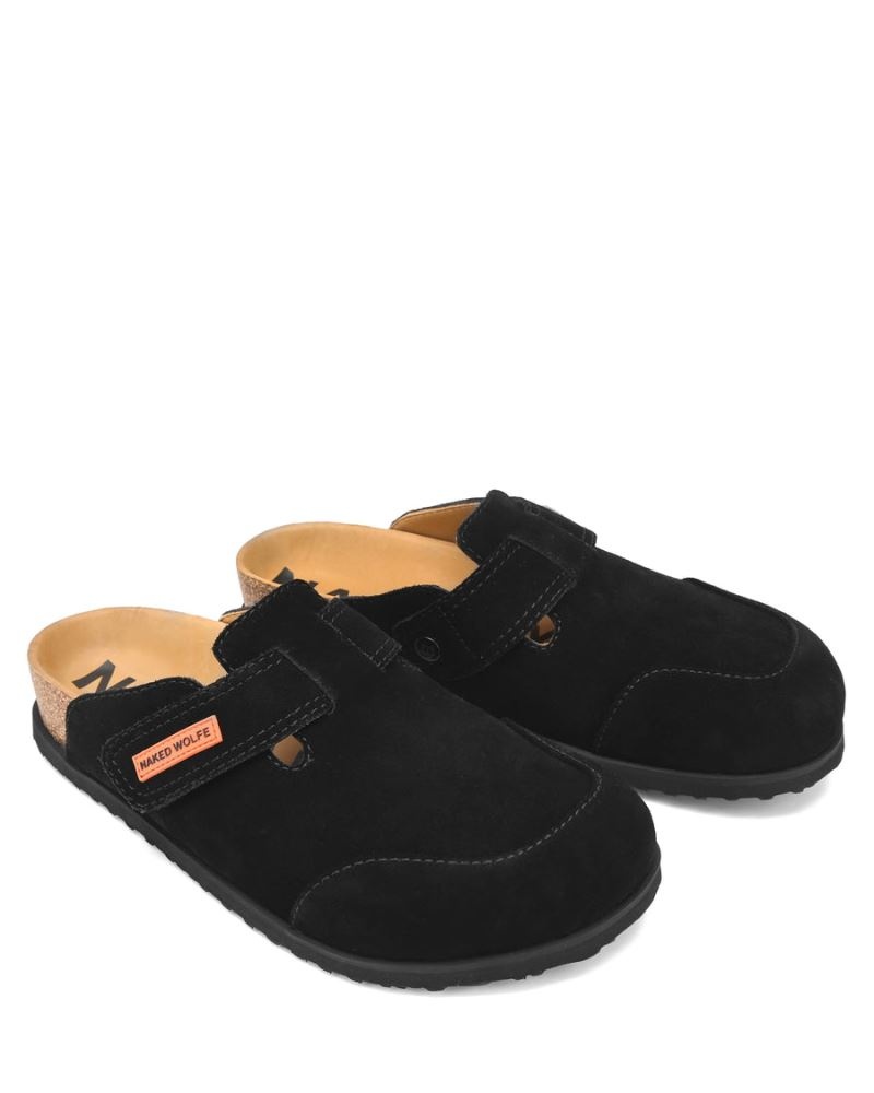 Men's Naked Wolfe Melt Suede Slippers Black | PHILIPPINES TOSRMFD05