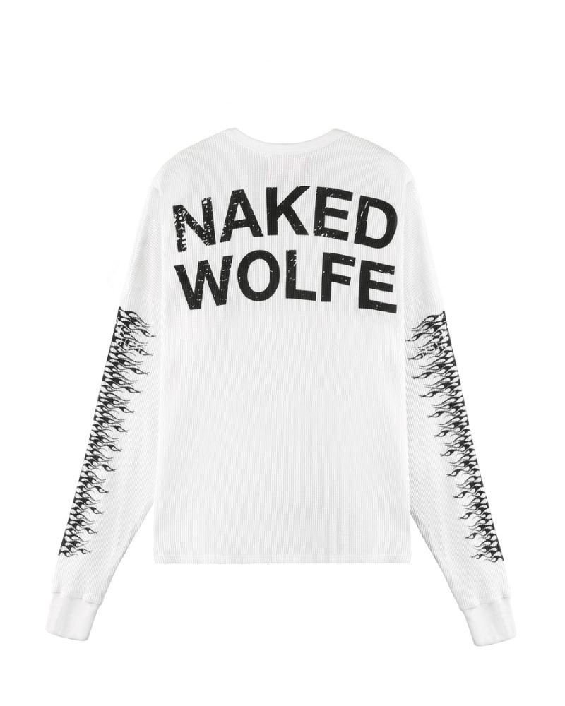 Men's Naked Wolfe Thermal Sweatshirts White | PHILIPPINES QYPRZTV56