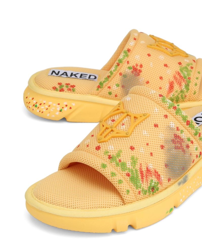 Men's Naked Wolfe Vegas Mesh Slides Yellow | PHILIPPINES ZBXJOHI91