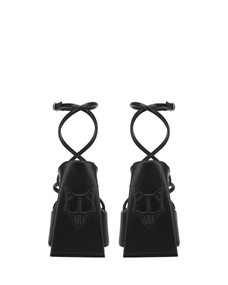 Women's Naked Wolfe Angel Leather Platform Sandals Black | PHILIPPINES WLZTSOC85