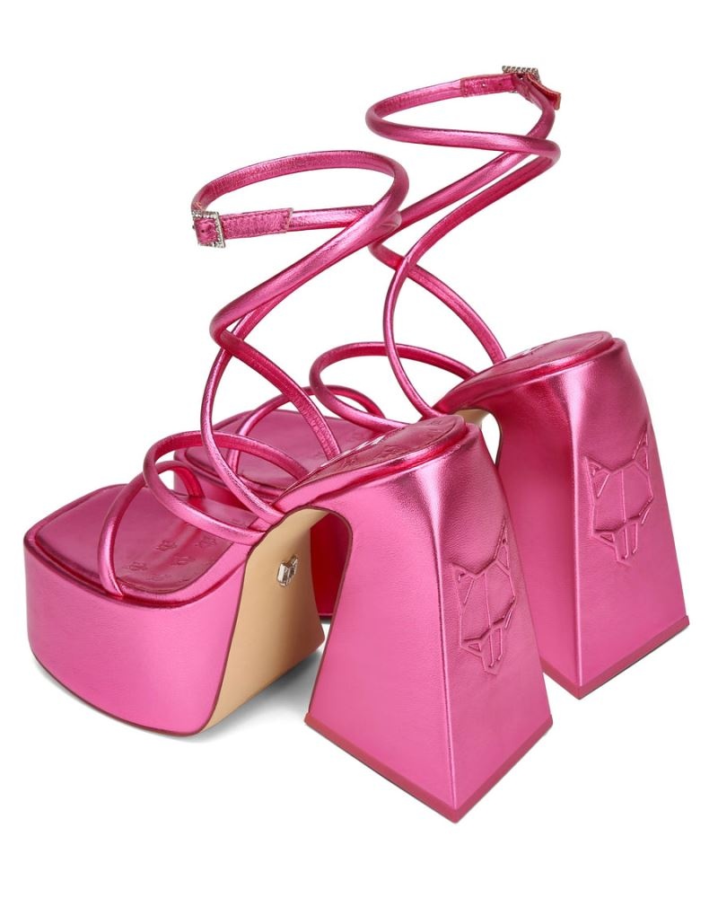 Women's Naked Wolfe Angel Metallic Platform Sandals Pink | PHILIPPINES KHMJLYA92