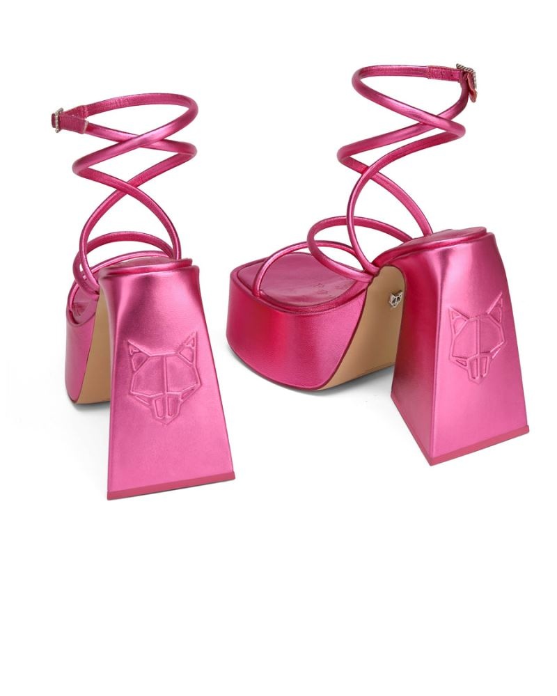 Women's Naked Wolfe Angel Metallic Platform Sandals Pink | PHILIPPINES KHMJLYA92