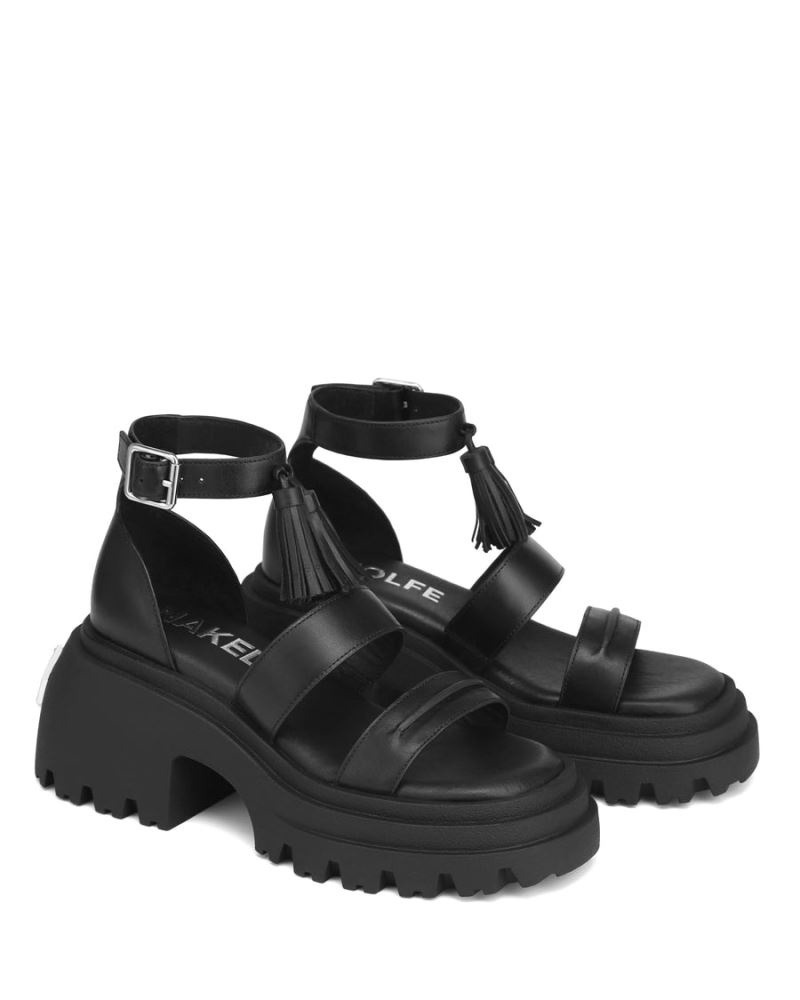 Women's Naked Wolfe Cherub Leather Platform Sandals Black | PHILIPPINES LBWUPJS30