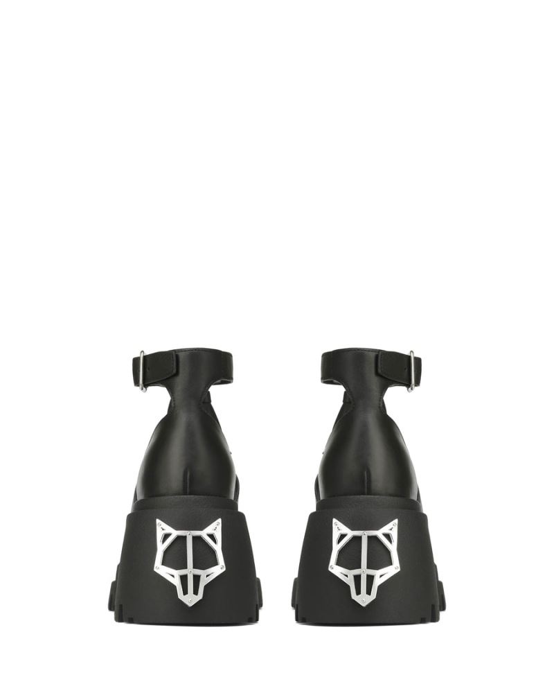 Women's Naked Wolfe Cherub Leather Platform Sandals Black | PHILIPPINES LBWUPJS30