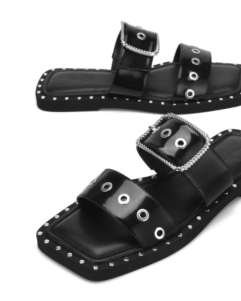 Women's Naked Wolfe Daisy Box Slides Black | PHILIPPINES TRAOSQP72