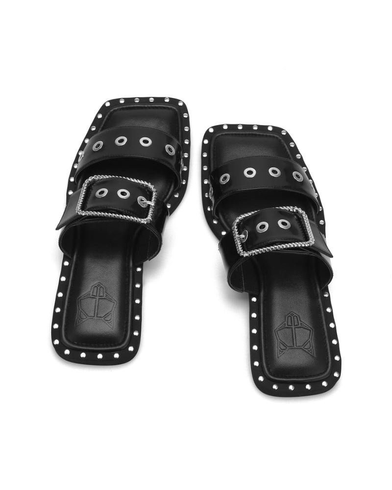 Women's Naked Wolfe Daisy Box Slides Black | PHILIPPINES TRAOSQP72