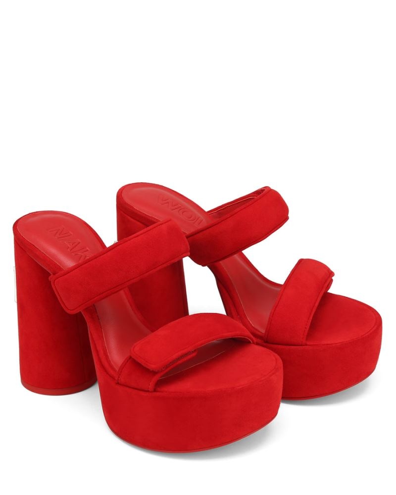 Women's Naked Wolfe Diamond Suede Platform Sandals Red | PHILIPPINES UIOYMPW02