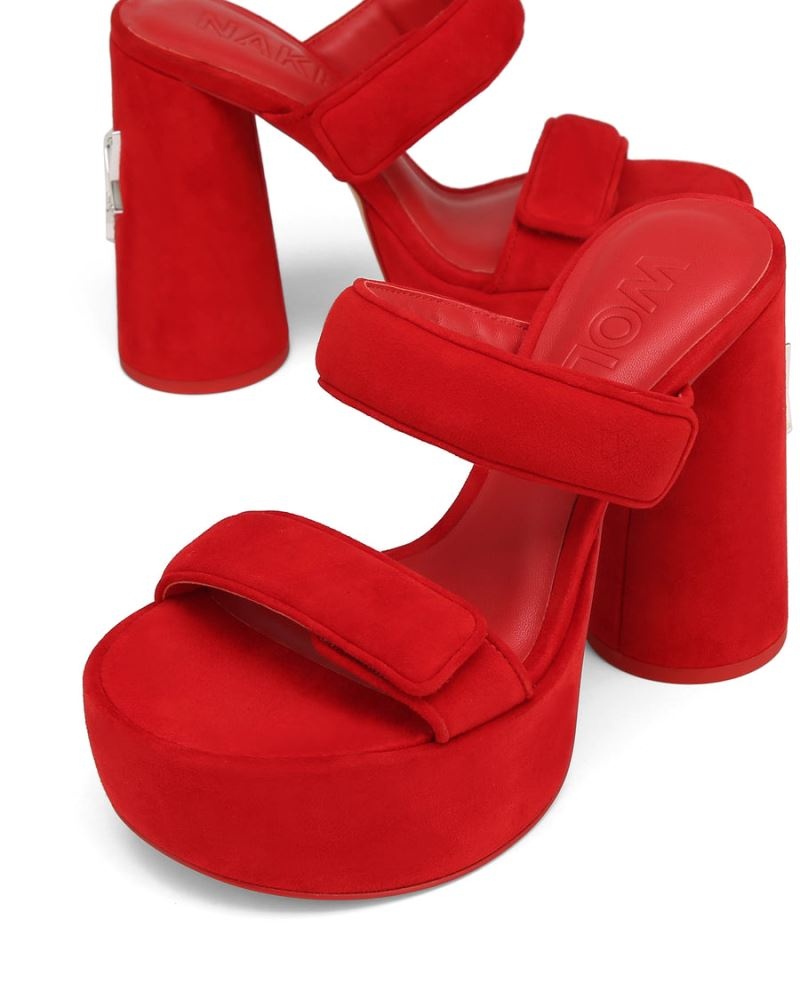 Women's Naked Wolfe Diamond Suede Platform Sandals Red | PHILIPPINES UIOYMPW02
