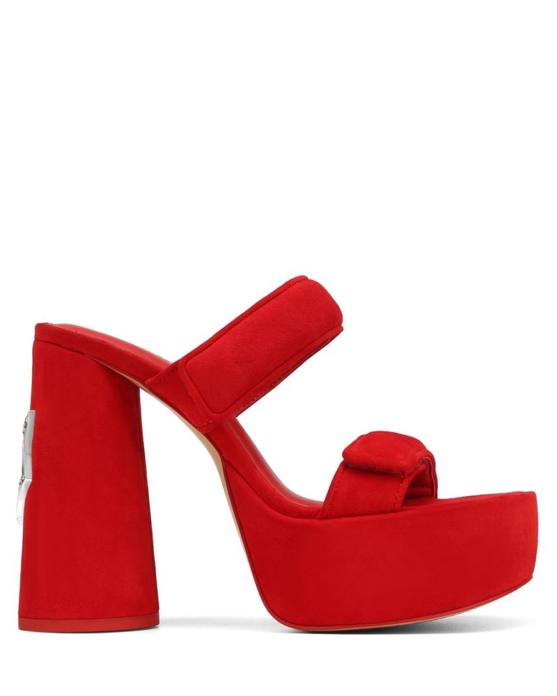 Women\'s Naked Wolfe Diamond Suede Platform Sandals Red | PHILIPPINES UIOYMPW02