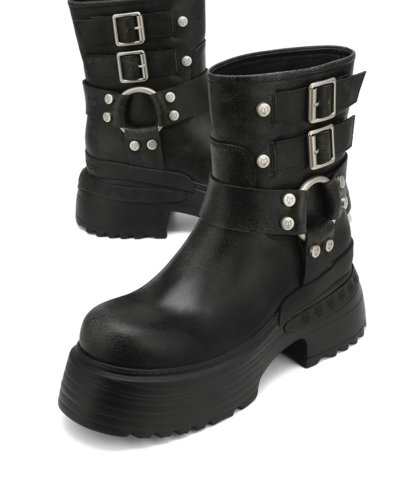 Women's Naked Wolfe Eclipse Leather Platform Boots Black | PHILIPPINES VFJZHIS50
