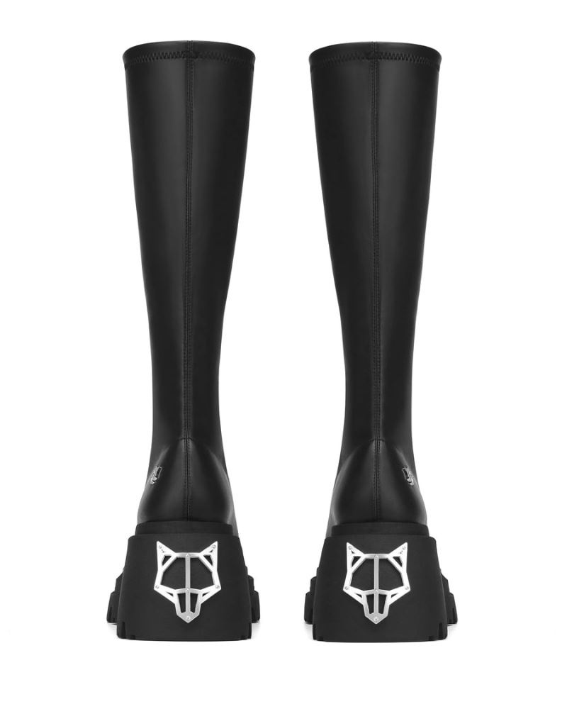 Women's Naked Wolfe Scar Stretch Platform Boots Black | PHILIPPINES LIYGSFW17