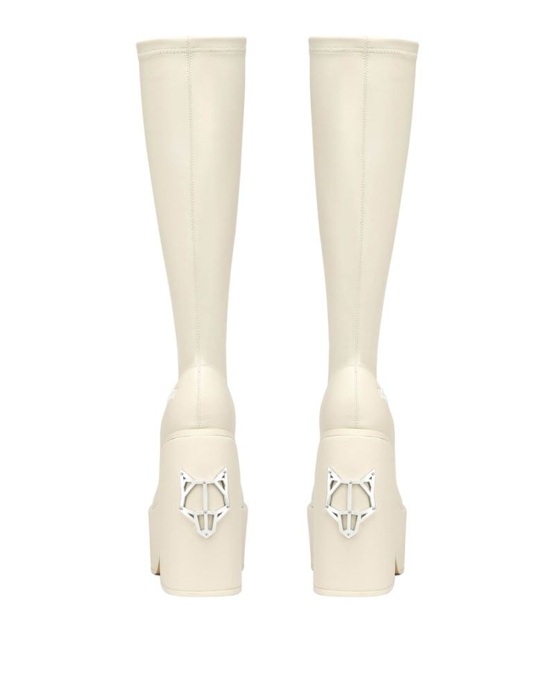 Women's Naked Wolfe Spice Chalk Stretch Platform Boots White | PHILIPPINES LXPQYDU29
