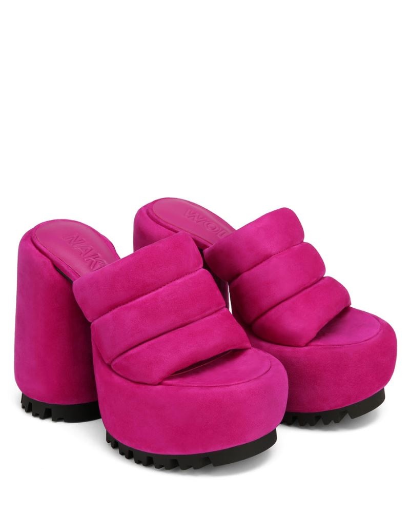 Women's Naked Wolfe Wild Suede Platform Sandals Pink | PHILIPPINES WZMOIVN84