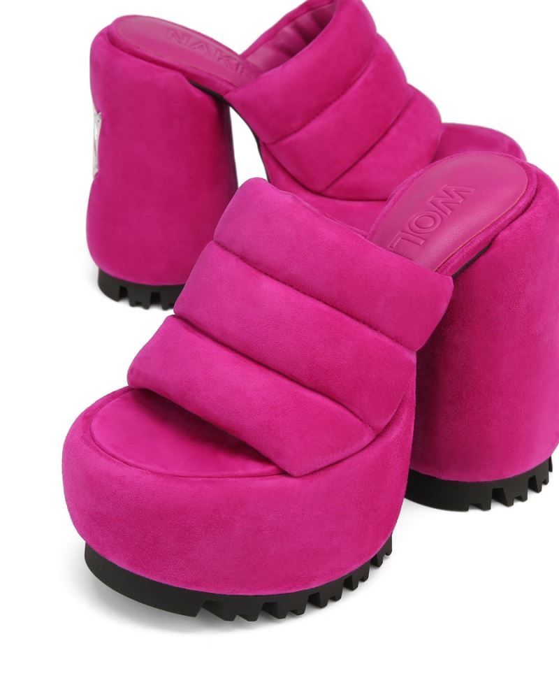 Women's Naked Wolfe Wild Suede Platform Sandals Pink | PHILIPPINES WZMOIVN84