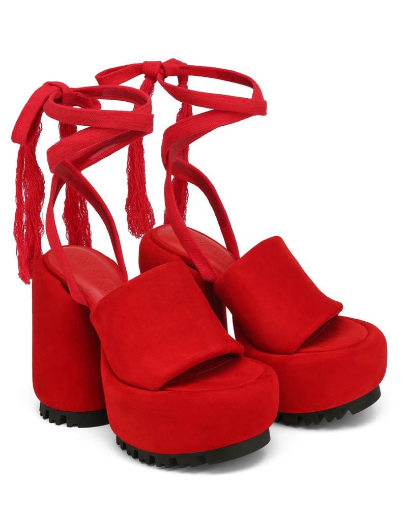 Women's Naked Wolfe Wonder Suede Platform Sandals Red | PHILIPPINES ZDUFCEV68